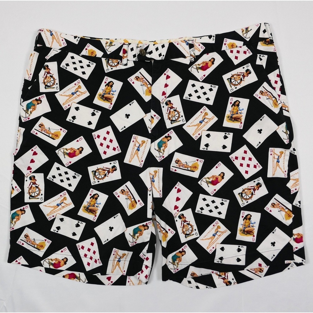 Loudmouth Golf Shorts Mens 46 Pin-Up Girl Playing Cards‎ Poker Casino Retro